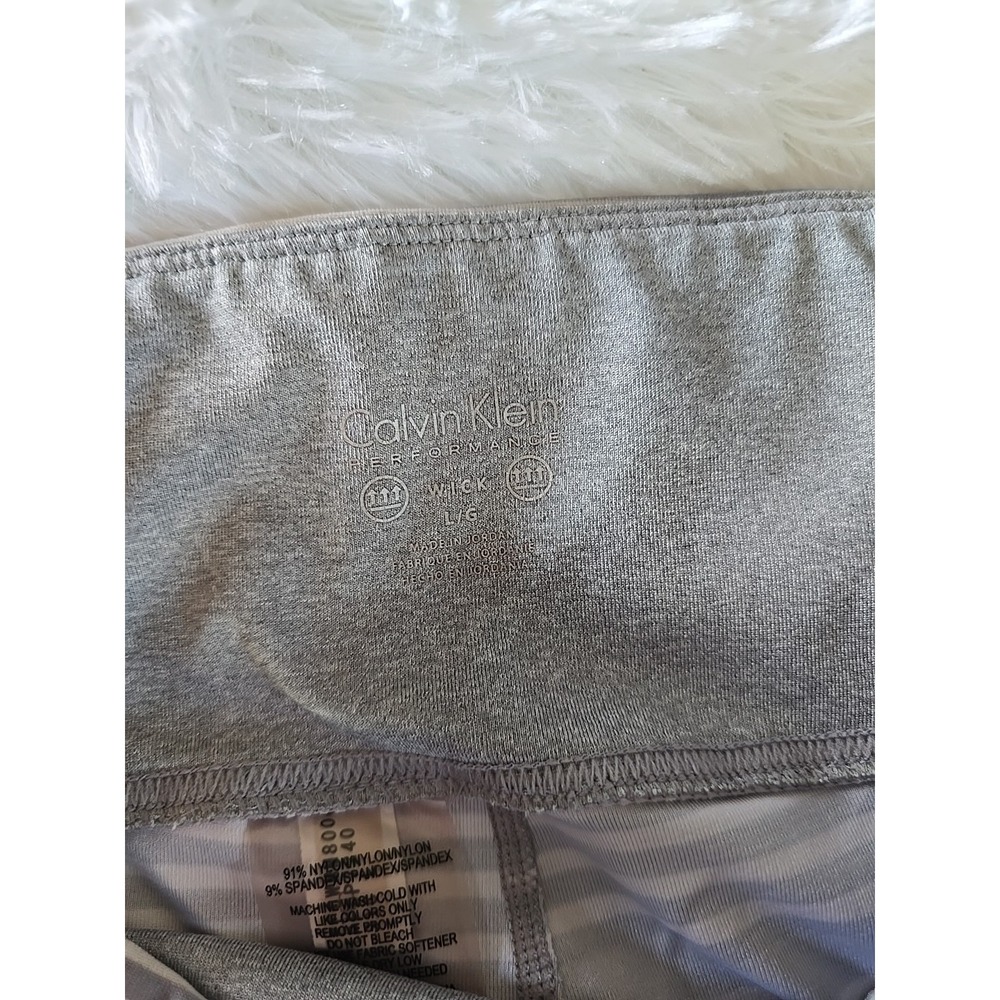 Calvin Klein Performance Wick Women's Gray Striped Leggings Workout Size L - Picture 4 of 13